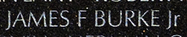 Engraved name on The Wall of Ensign James F. Burke, Jr., U.S. Navy